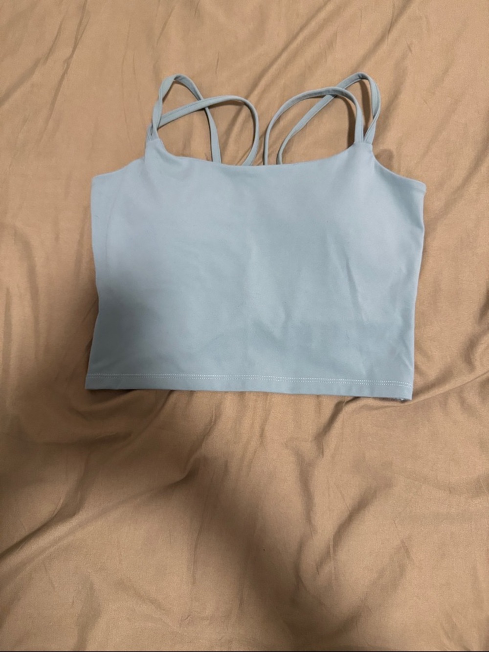 Light Blue Double-Strap Cropped Tank Top